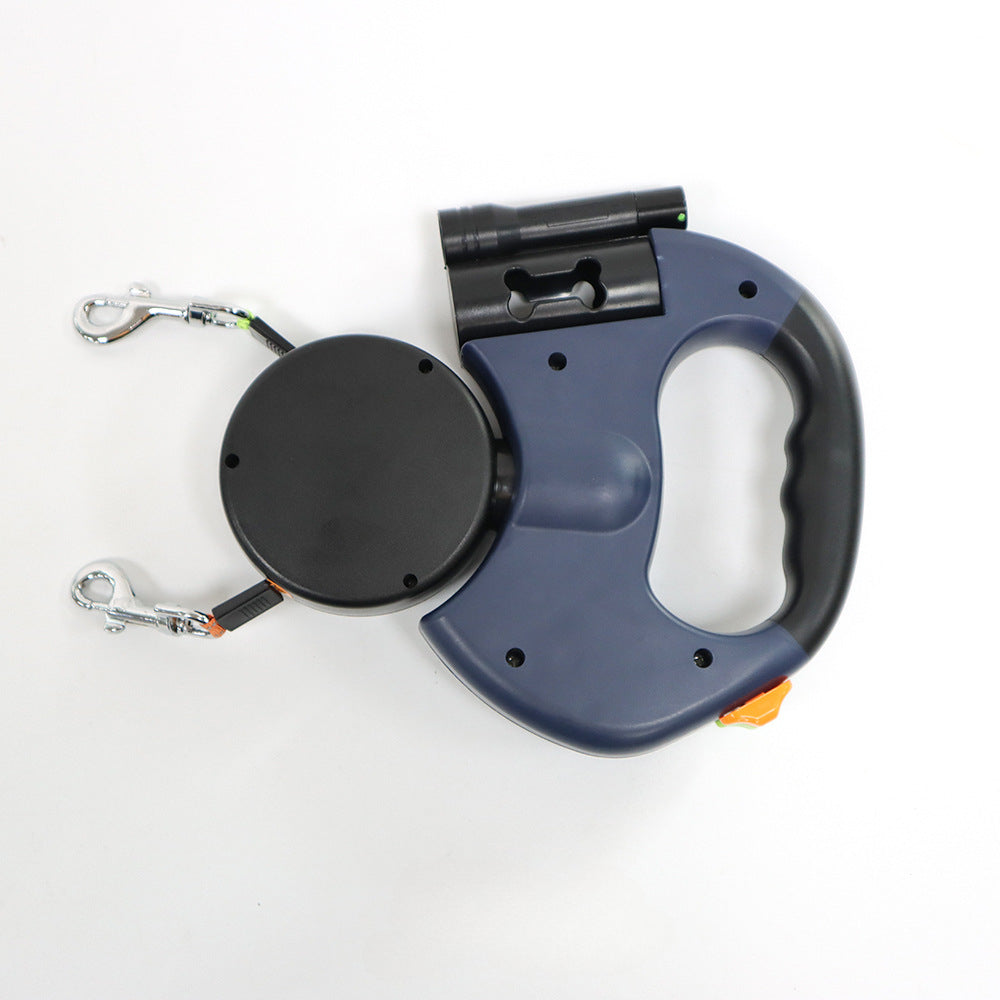 Dual Dog Leash with Tangle-Free Swivel & LED Light