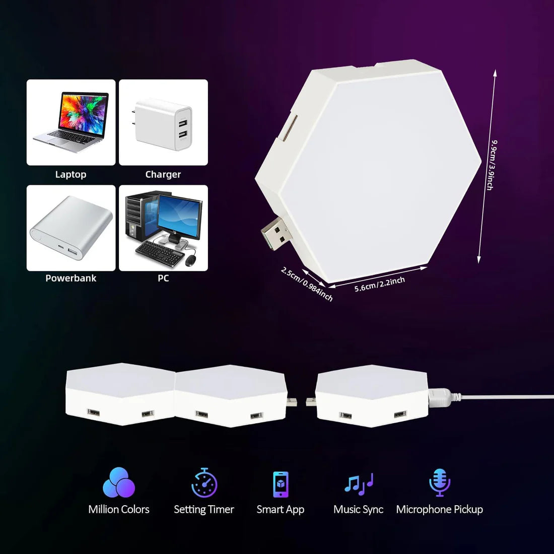 Hexagonal Smart LED Wall Lamp